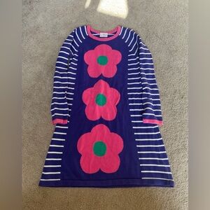 Hanna Andersson Navy Dress with Pink Floral Design